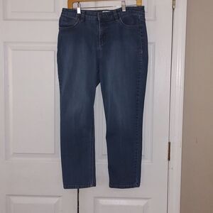D & Co Denim & Company stretch elastic denim elastic jean leggings   Sz 12P NWOT